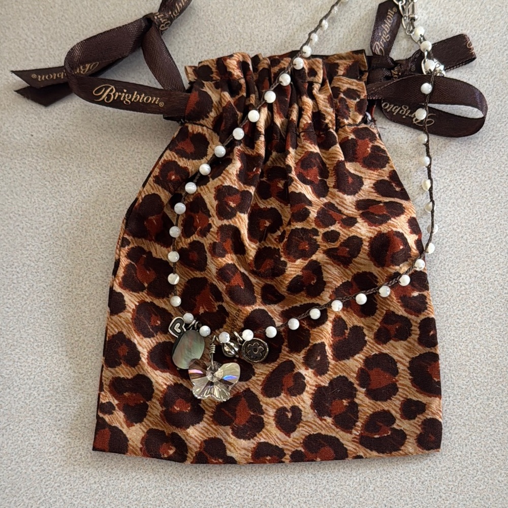 Brighton Leopard Print Jewelry Pouch with Necklace